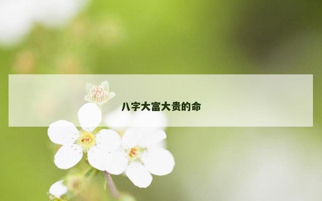 八字大富大贵的命