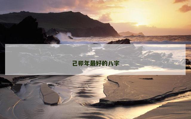 己卯年最好的八字