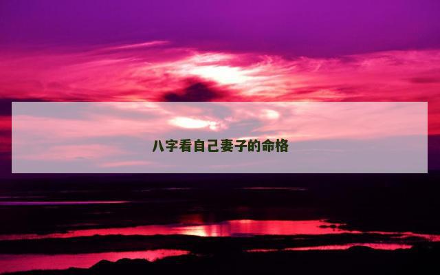八字看自己妻子的命格