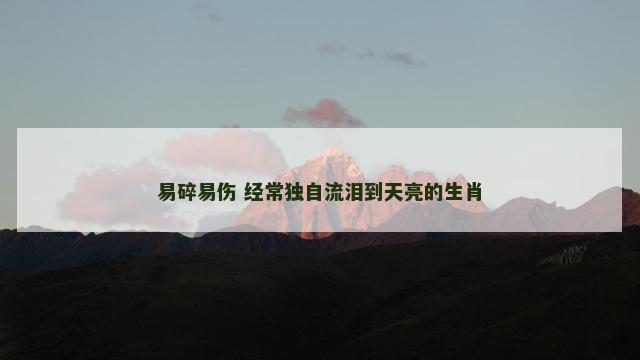 易碎易伤 经常独自流泪到天亮的生肖