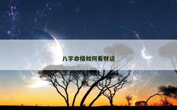 八字命格如何看财运